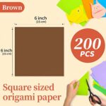 IOOLEEM Origami Paper, 200 Sheets, Brown Origami Papers, 6 Inch Square, Double Sided Colored Paper.