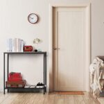 YBIGN Console Table Small Entryway Table with Shelf 2-Tier Sofa Table Modern Entrance Table with Hooks Hallway Table for Entryway Living Room Foyer Hallway Office Oak