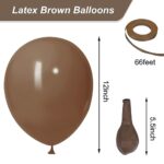 RUBFAC 65pcs Brown Latex Balloons, 12 Inches Helium Party Balloons with Ribbon for Wedding, Birthday, Graduation, Baby Shower, Bridal shower