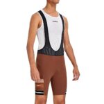 Santic Men’s Bib Shorts Cycling Bike Shorts with Pockets,4D Padded Breathable Biking Bicycle Tights,Non-Slip,Breathable,Brown,Size X-Large