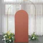 Efavormart 5ft Terracotta Spandex Fit Round Top Backdrop Frame Stand Cover, 2-Sided Wedding Arch Cover