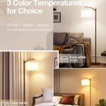 addlon Floor Lamp for Living Room with 3 Color Temperatures, Standing lamp with Linen lampshade for Bedroom, Office, Lamps with 9W LED Bulb Included – Brown with Beige Shade