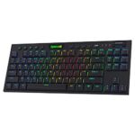 Redragon K621 Horus TKL Wireless RGB Mechanical Keyboard, 5.0 BT/2.4 Ghz/Wired Three Modes 80% Ultra-Thin Low Profile Bluetooth Keyboard w/Dedicated Media Control & Tactile Brown Switches, Black