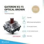 Ranked Gateron ks-15 Optical Key Switches for RGB Mechanical Gaming Keyboards | Plate Mounted (Gateron Optical Brown, 10 Pcs)