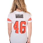 Ultra Game NFL Cleveland Browns Womenss Soft Mesh Jersey Varsity Stripe Jock Tag Crew Neck Tee Shirt Top, Team Color, Large