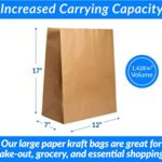 Reli. Paper Grocery Bags (125 Pcs Bulk) (12x7x17) 70 Lbs Basis, Extra Heavy Duty | Brown Paper Bag, Large Paper Grocery Bags/Kraft Paper Sacks -Takeout Bags/Restaurant, Retail, Shopping Bags