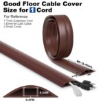 8FT Cord Cover Floor, Brown Cord Hider Floor, Extension Cable Cover Power Cord Protector Floor, Cable Management Hide Cords on Floor- Soft PVC Wire Covers – Cord Cavity: 0.47″ (W) x 0.24″ (H)