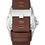 Diesel Men’s 46mm Master Chief Quartz Stainless Steel and Leather Three-Hand Watch, Color: Silver, Brown (Model: DZ1206)