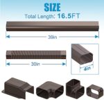 Air Jade Line Set Cover for Mini Split, 4″ 16.5 Ft Decorative PVC AC Line Cover Kit for Ductless Mini Split Air Conditioner, Heat Pump System and Central AC, Brown