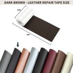 ALLANSING Leather Repair Tape Patch Vinyl Repair Tape 3.5×65 Inch Dark Brown, Excellent Adhesion Leather Repair Patch Self Adhesive,Leather Tape for Furniture,Couch,Upholstery