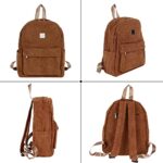Hyuyikuwol Casual Corduroy Backpack Travel Daypack Large Capacity Book Bag Laptop Bag for Women Men, Brown