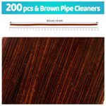 Iooleem 200pcs Brown Pipe Cleaners, Chenille Stems, Pipe Cleaners for Crafts, Pipe Cleaner Crafts, Art and Craft Supplies.