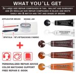 Brown Leather Repair Kits for Couches – Vinyl and Leather Repair Kit -Leather Paint- Leather Scratch, Tears & Burn Holes Repair for Refurbishing Upholstery, Couch, Boat, Car Seats – Leather Dye Brown