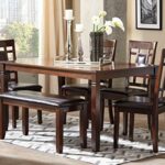 Signature Design by Ashley Bennox Dining Room Set, Includes Table, 4 18″ Chairs & Bench, Brown
