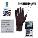 Tomily Womens Touch Screen Phone Fleece Windproof Gloves Winter Warm Wear (Brown)
