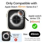 Miimall Compatible for Apple Watch Series 8 45mm Case with Screen Protector Anti-Scratch Shockproof Hard PC and Tempered Glass Film Bumper Case for Apple Watch 45mm Series 7 & 8 (Brown)