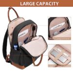 LONG VACATION Women’s 15.6 Inch Laptop Bag, Fashion Laptop Backpack with USB Port, Casual Daypacks for Work (BLACK & BROWN, 15.6 inch)