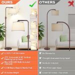 ?Upgraded? Dimmable Floor Lamp, 1000 Lumens LED Edison Bulb Included, Arc Floor Lamps for Living Room Modern Standing Lamp with Shade, Tall Lamps for Living Room Bedroom Office Dining Room – Brown