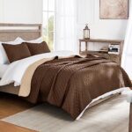 Exclusivo Mezcla Ultrasonic Reversible 3 Piece Full Queen Size Quilt Set with Pillow Shams, Lightweight Bed Cover Soft Bedspreads Coverlet Set – (Chocolate Brown, 90″x96″)