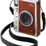 Fujifilm Instax Mini EVO Hybrid Brown Instant Camera + Fuji Mini Twin Pack Instant Film (40 Sheets) – Bundle