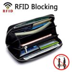 Moflycom Womens Wallet RFID Blocking Genuine Leather Zip Around Wallet Clutch Wristlet Travel Long Purse for Women Brown