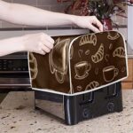 FOR U DESIGNS Toaster Oven Cover Novelty Coffee Themed Toaster Dust Cover 2 Slice Durable Washable Kitchen Small Appliance Covers Fashion Bread Maker Cover Brown