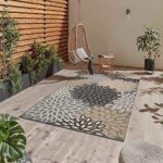 KIMODE Outdoor Rug 3×5,Reversible Washable Outdoor Deck Rug,Brown Floral Small Patio Rug,Cotton Woven Entryway Rug Indoor Floor Carpet Area Rug for Backyard,Porch,Living Room,Bedroom