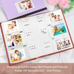 Photo Album for Fujifilm Instax Mini Camera, 180 Pockets Instax Mini Album with Memo Areas, 2X3 Photo Album for Polaroid 2×3 ZINK Film Camera, Fujifilm Instax Mini 1112 9 8 40 Evo Instant Camera, Brown