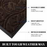 Yimobra Front Door Mat, Outdoor Indoor Welcome Mat for Home Entrance, Doormat for Outside Patio Floor Entry Porch Garage, Heavy Duty, Low Profile, Easy Clean, Non Slip Rubber Backing, 29.5 x 17, Brown