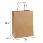 BagDream 50Pcs Gift Bags 8×4.25×10.5 Paper Gift Bags with Handles Bulk, Paper Bags, Shopping Bags, Kraft Bags, Retail Bags, Party Bags Brown