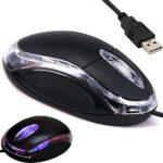 ANRANK UM2030AK Black USB Optical 3-Button 3D Mouse Scroll Wheel LED Light Mouse Mice for PC Laptop Computer