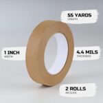 Lichamp 2 Pack Brown Painters Tape 1 inch, Brown Masking Tape 1 inch x 55 Yards x 2 Rolls (110 Total Yards)