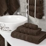 American Soft Linen Luxury 3 Piece Towel Sets, 1 Bath Towel 1 Hand Towel 1 Washcloth, 100% Turkish Cotton Towels for Bathroom, Brown Towel Set