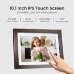 BIHIWOIA 32GB Frameo Digital Picture Frame, 10.1 Inch WiFi Digital Photo Frame, 1280×800 IPS Touch Screen, Send Photos/Videos via Free App from Anywhere(Brown)