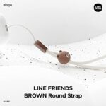 elago | LINE FRIENDS BROWN Lanyard Wrist Strap, phone charm, keychain – Anti Drop, Extra Security, Adjustable Button, widely Applicable (BROWN)