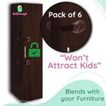 KidDough Child Safety Cabinet Locks – Pack of 6 Brown Locks | Multi – Purpose Safety Locks for Cabinets, Drawers, Oven | Strong 3M Adhesive Safety Locks for Child Safety | Baby Proofing Products