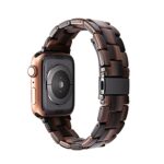HOPO Compatible With Apple Watch Band 38mm 40mm 42mm 44mm Thin Light Resin Strap Bracelet With Stainless Steel Buckle Replacement For iWatch Series Ultra 9 8 7 6 5 4 3 2 1 SE(Chocolate/Black,38/40/41mm)