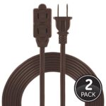 GE 3-Outlet Extension Cord with Multiple Outlets 12 Ft Extension Cord Power Strip 2 Pack 16 Gauge Twist-to-Close Safety Outlet Covers Outdoor Extension Cord Outlet Extender UL Listed Brown 50409
