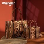 Wrangler Purse for Women Boho Aztec Tote Bag Hobo Shoulder Top Handle Handbags with Wide Guitar Strap Brown Fall Collection Christmas Gift XY6 WG2203-8120SDBR