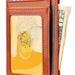 Buffway Slim Minimalist Front Pocket RFID Blocking Leather Wallets for Men and Women – Alaska Brown