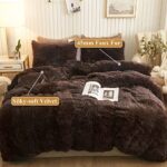 XeGe Plush Shaggy Duvet Cover, Luxury Ultra Soft Crystal Velvet Fuzzy Bedding 1PC(1 Faux Fur Duvet Cover), Fluffy Furry Comforter Cover for Bedroom Home Decoration, Zipper Closure(Queen, Coffee)