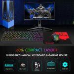 GK61Pro Mechanical Gaming Keyboard and Model Mouse Combo,Wired 18 Chroma RGB Backlit 62key Anti-ghosting Honeycomb Mouse 12000 DPI Ergonomic for Windows PC Gamers Typists(Black/Brown Switch