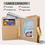 VODIU Women’s Short Purse Leather Medium Wallet Leaf Bifold Card Coin Holder Small Purses Buckle Zipper Clutch