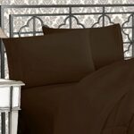 Elegant Comfort Luxurious 1500 Premium Hotel Quality Microfiber Three Line Embroidered Softest 4-Piece Bed Sheet Set, Wrinkle and Fade Resistant, King, Chocolate Brown