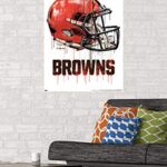 Trends International NFL Cleveland Browns – Drip Helmet 20 Wall Poster, 22.375″ x 34″, Poster & Mount Bundle