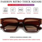 AIEYEZO Square Sunglasses for Women Men Square Thick Frame Sun Glasses Simple Designer Style Shades (Brown/Brown Gradient)