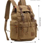 HuaChen Vintage Travel Canvas Leather Backpack,Laptop Backpacks Rucksack,Shoulder Camping Hiking Backpacks for Men Women Medium Size (M32_Brown)