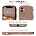 YINLAI Designed for iPhone 11 Case, Brown Soft Silicone Gel Rubber Phone Cover, Cute Curly Wave Frame Shape Slim TPU Bumper Shockproof Protective Case 6.1 Inch, Khaki