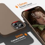 OuXul for iPhone 14 Case, iPhone 13 Case Shockproof Liquid Silicone Protective Phone Case with Soft Anti-Scratch Microfiber Lining Ultra Slim Drop Protection Phone Cover 6.1 inch(Light Brown)