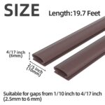 ESUFEIR 19.7Feet Door Weather Stripping Door Seal Strip,Self-Adhesive Rubber Door Insulation Weather Strip for Window and Door Soundproofing D Shape,Weatherstripping for Door Frame Gap Blocker(Brown)